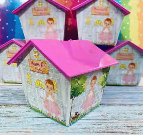 30 Casinha Cofre Personalizada 4 Lados - Casa de Bonecas
