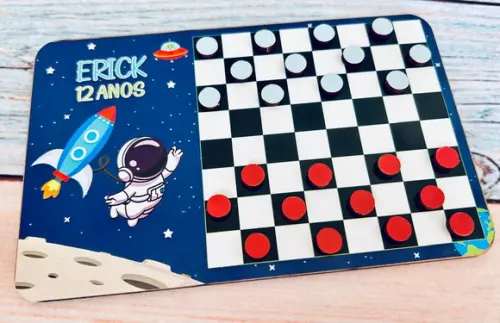30 Mini Dama Personalizado - Astronauta - Sacolinha de Pvc