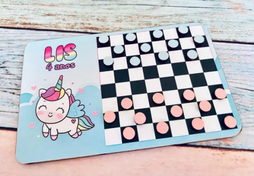 25 Mini Dama Personalizado com Sacolinha de Pvc