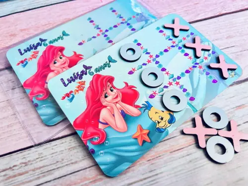 20 Jogo da Velha Ariel Pequena Sereia com Sacolinha de Pvc