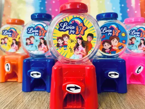 20 Mini Baleiro Candy Machine Personalizado Maria Clara e Jp