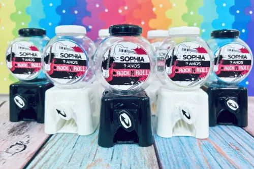 20 Mini Baleiro Candy Machine Personalizado Rock