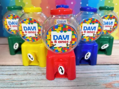 20 Mini Baleiro Candy Machine Personalizado Lego