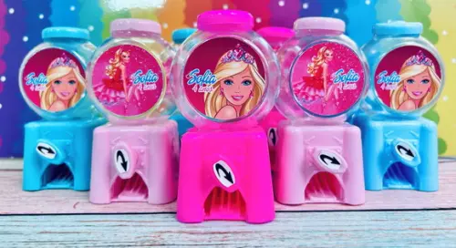 20 Mini Baleiro Candy Machine Personalizado Barbie