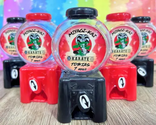 20 Mini Baleiro Candy Machine Personalizado Karate