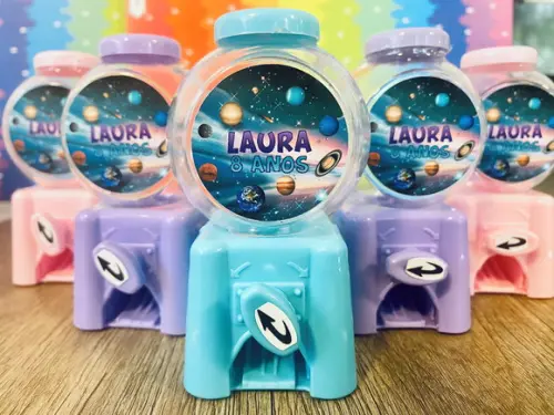 20 Mini Baleiro Candy Machine Personalizado Sistema Solar