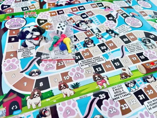 20 Jogo de Tabuleiro Festa Shitzu - Lembrancinha