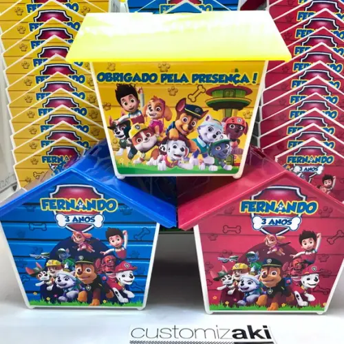 30 Casinha Cofre Personalizada nos 4 Lados Patrulha Canina