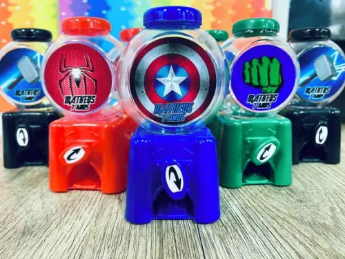 20 Lembrancinha Festa Herois Logos Candy Machine
