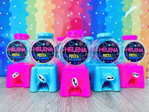 20 Lembrancinha Festa Balada Neon Candy Machine