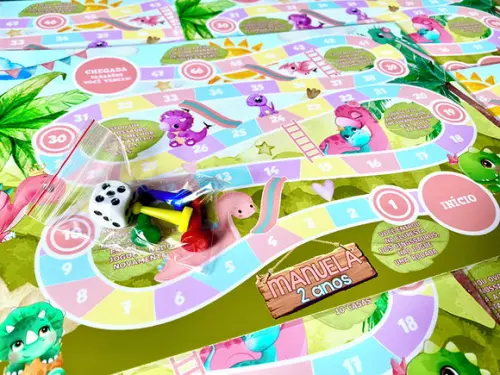 20 Jogo de Tabuleiro Dinossauro Rosa