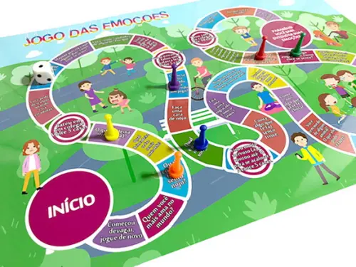 15 Jogos das Emoções 40x30cm - Tabuleiro + Pinos + Dados