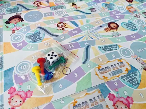 10 Jogo de Tabuleiro Personalizado Circo Rosa