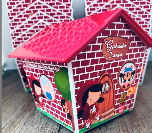 30 Casinha Cofre Personalizada nos 4 Lados Lembrancinha