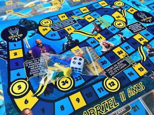 20 Jogos de Tabuleiro Personalizado Pantera Negra / Lembrancinha de festa / aniversario / personalizados com nome e idade