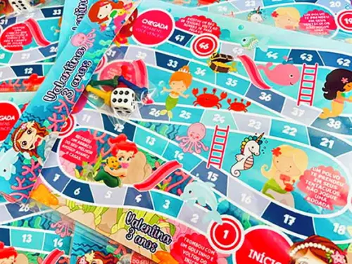 20 Jogos de Tabuleiro Personalizado Sereia / Lembrancinha de fest
