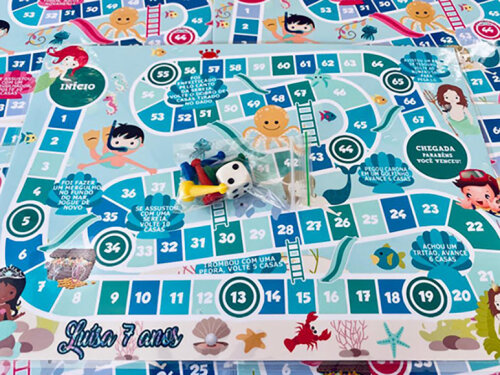 20 Jogos de Tabuleiro Personalizado Sereia / Lembrancinha de fest