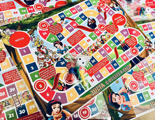 20 Jogo de Tabuleiro Personalizado Branca de Neve / Lembrancinha de festa / aniversario / personalizados com nome e idade