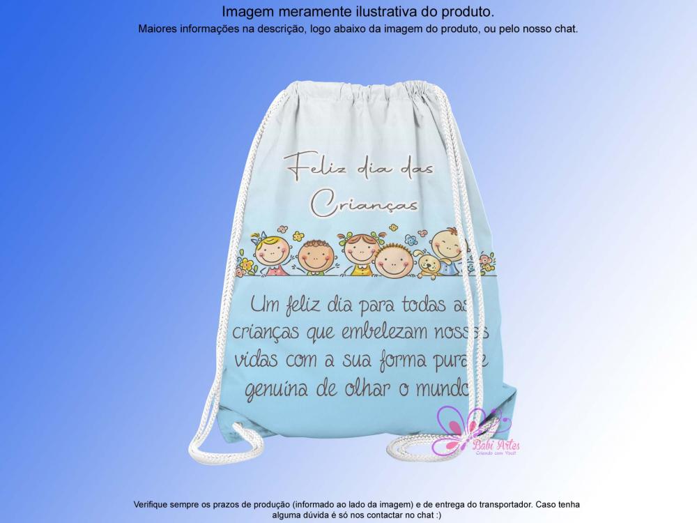 Mochilinha Saco Personalizada Dia das Crianças