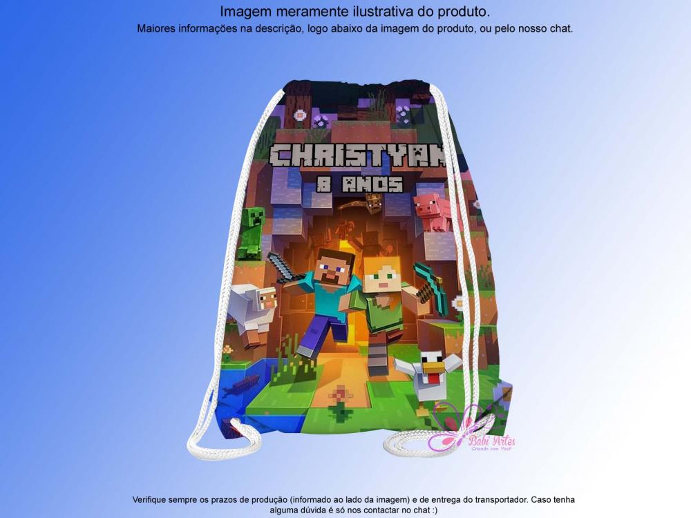 Mochilinha Saco Personalizada Minecraft