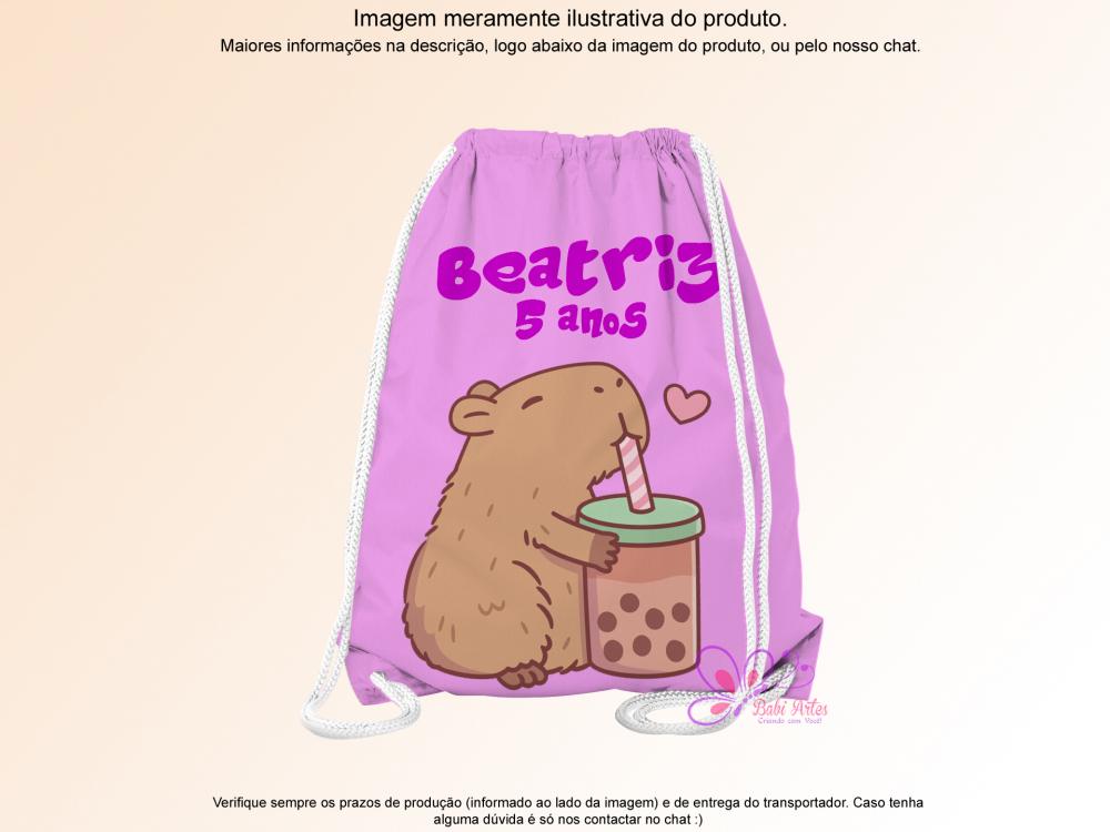 Mochilinha Saco Personalizada Capivara
