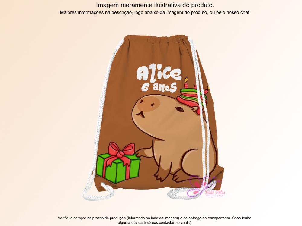 Mochilinha Saco Personalizada Capivara