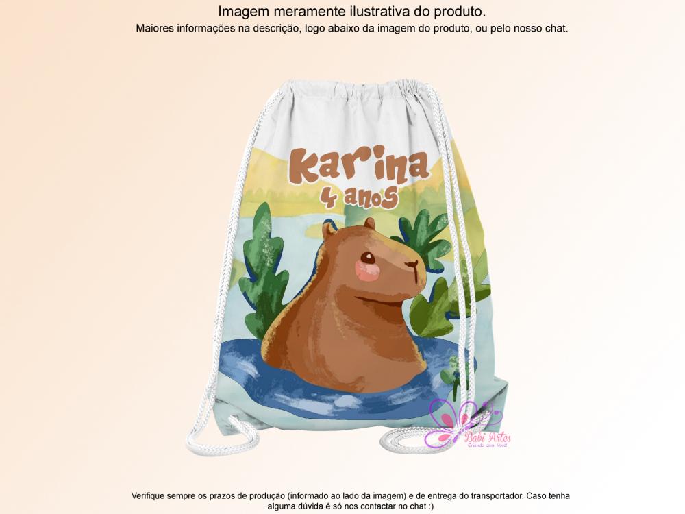 Mochilinha Saco Personalizada Capivara