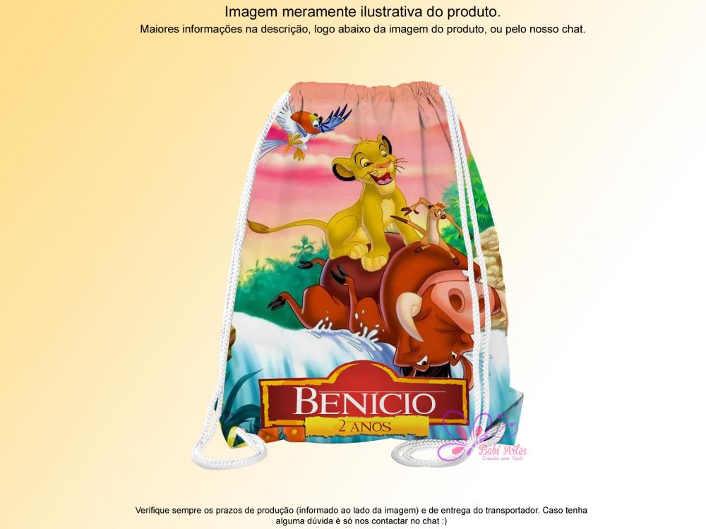 Mochilinha Saco Personalizada O Rei Leão