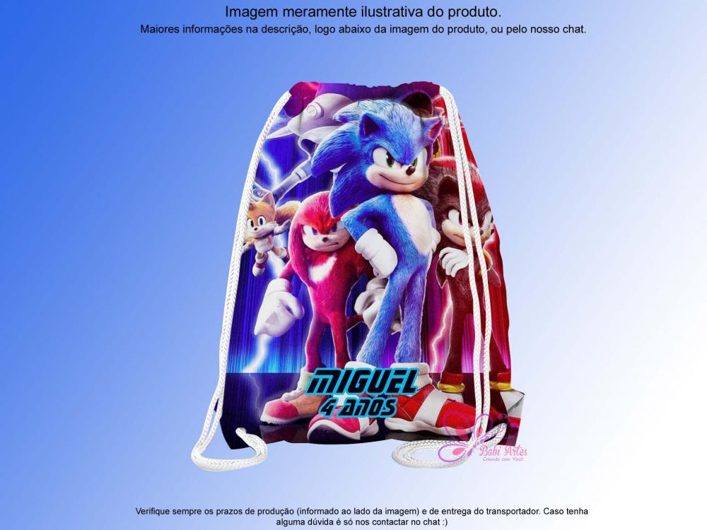Mochilinha Saco Personalizada Sonic