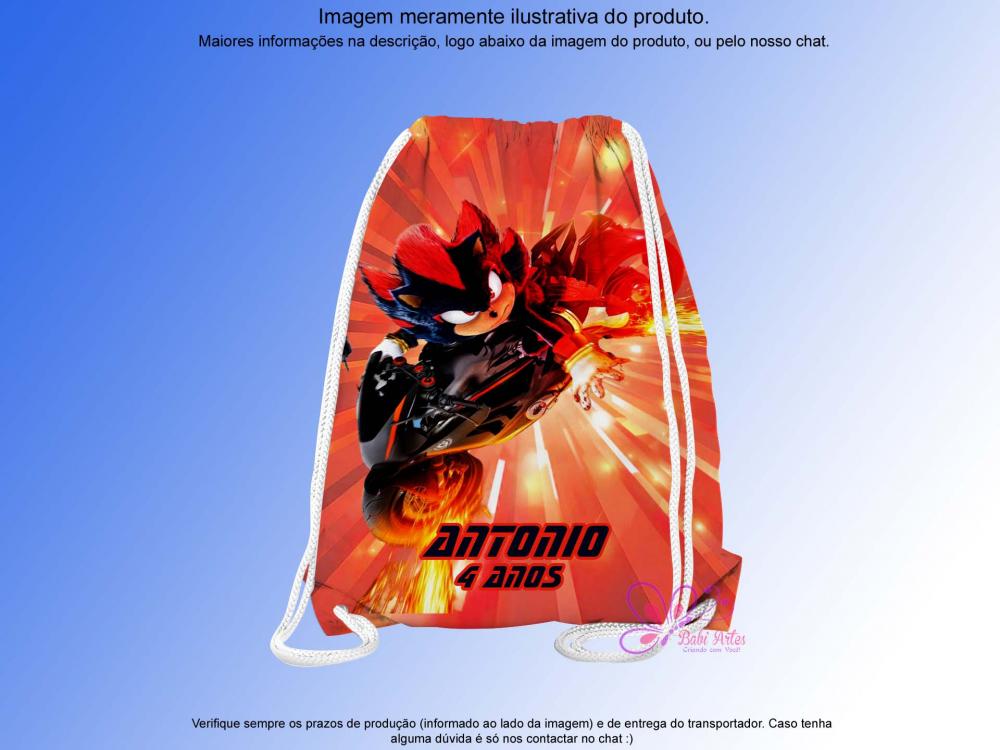 Mochilinha Saco Personalizada Sonic