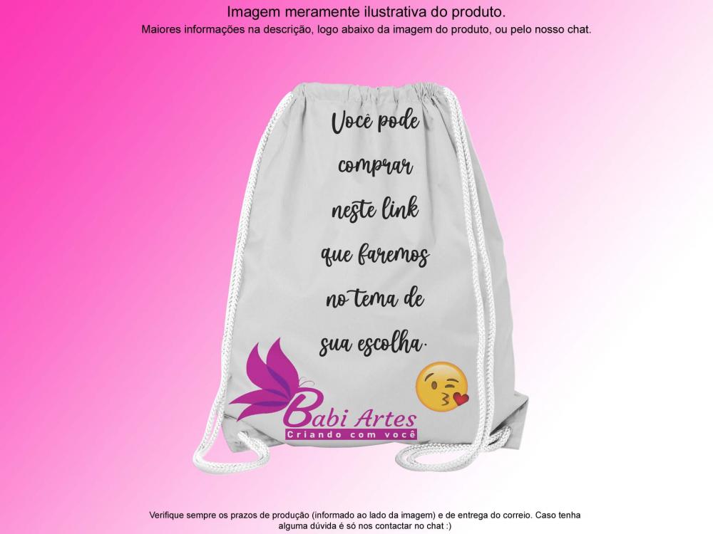 Mochilinha Saco Personalizada Qualquer tema
