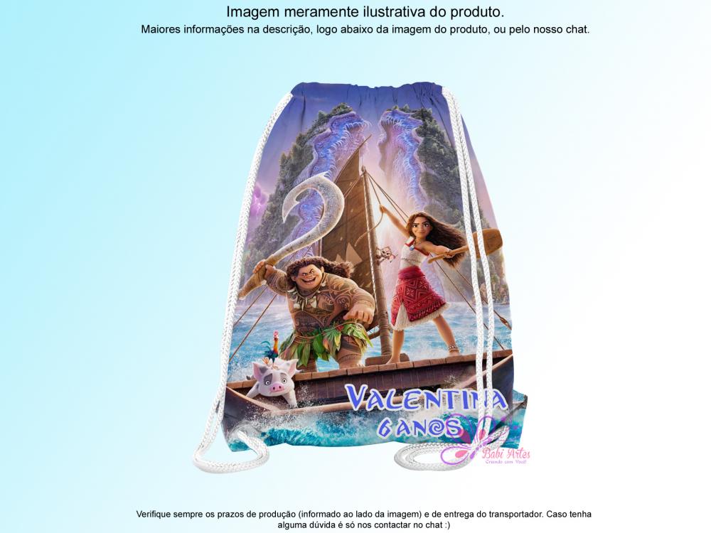 Mochilinha Saco Personalizada Moana