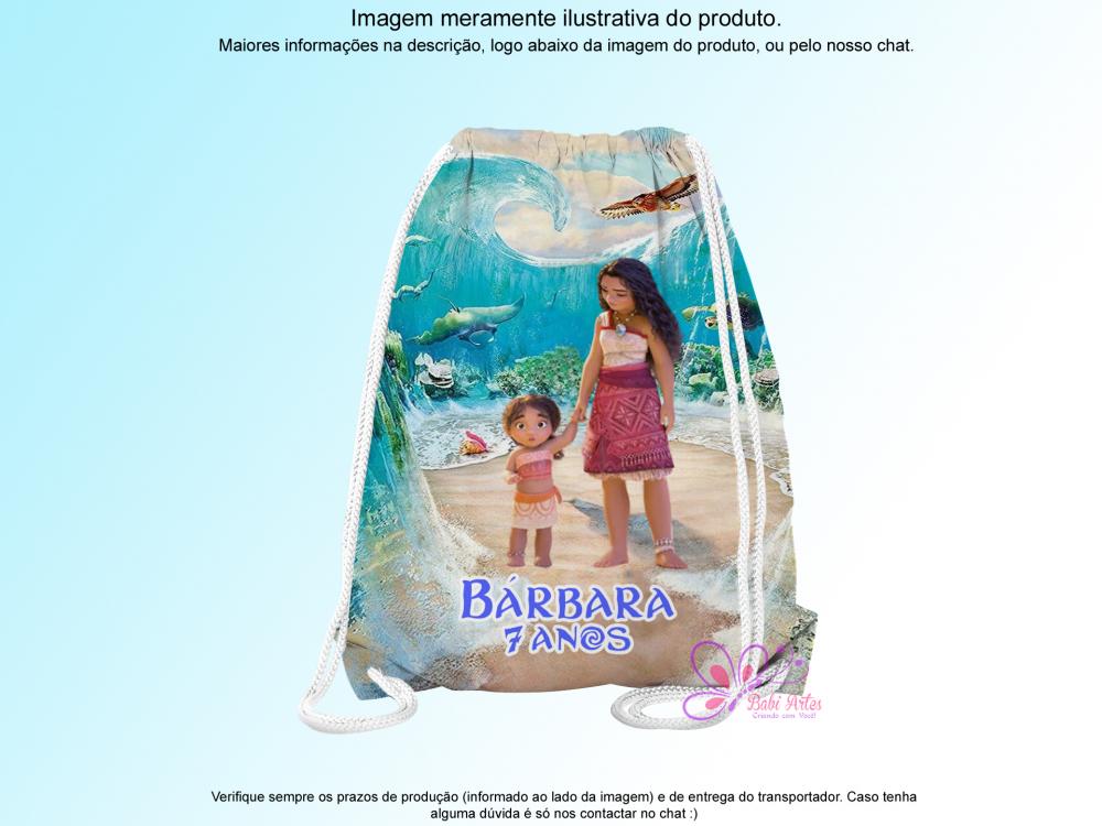 Mochilinha Saco Personalizada Moana