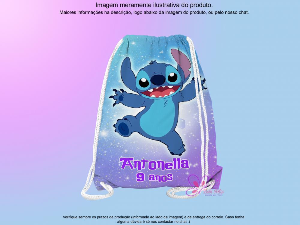 Mochilinha Saco Personalizada Stitch
