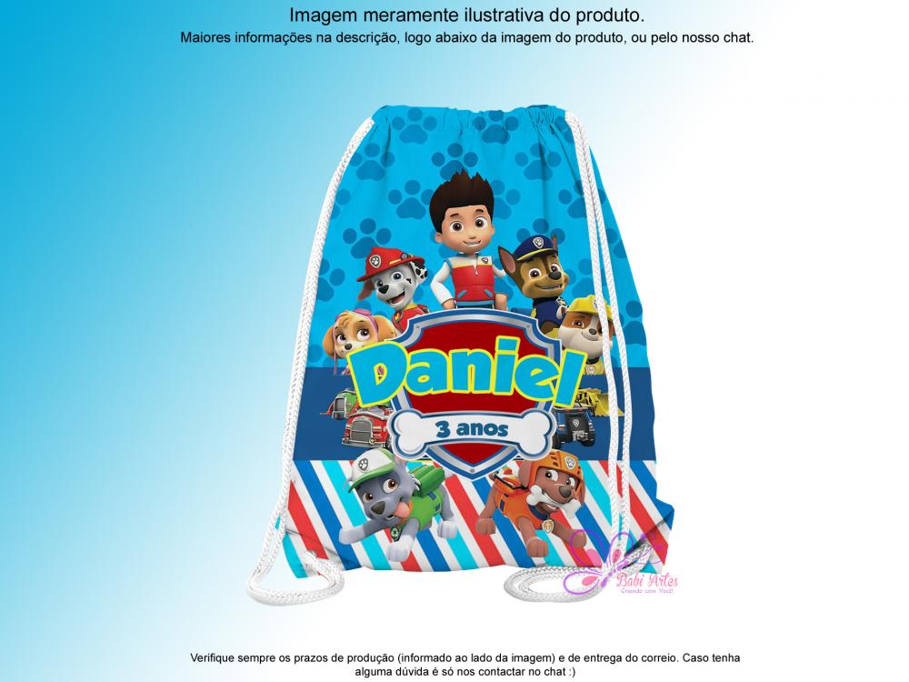 Mochilinha Saco Personalizada Patrulha Canina