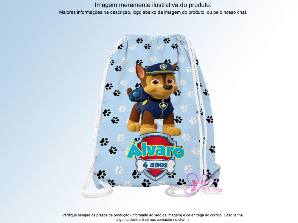 Mochilinha Saco Personalizada Patrulha Canina