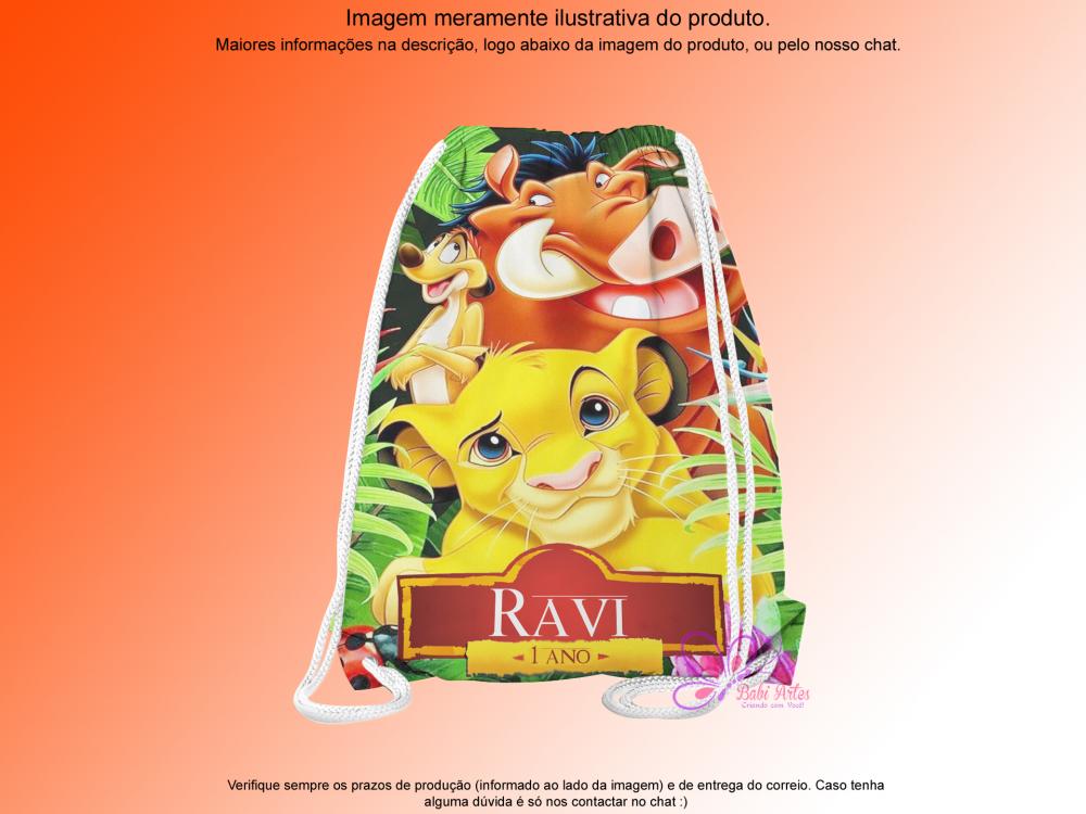 Mochilinha Saco Personalizada O Rei Leão