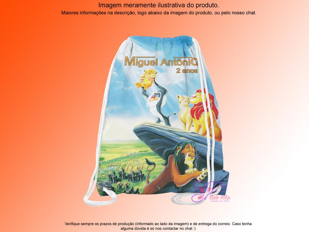 Mochilinha Saco Personalizada O Rei Leão