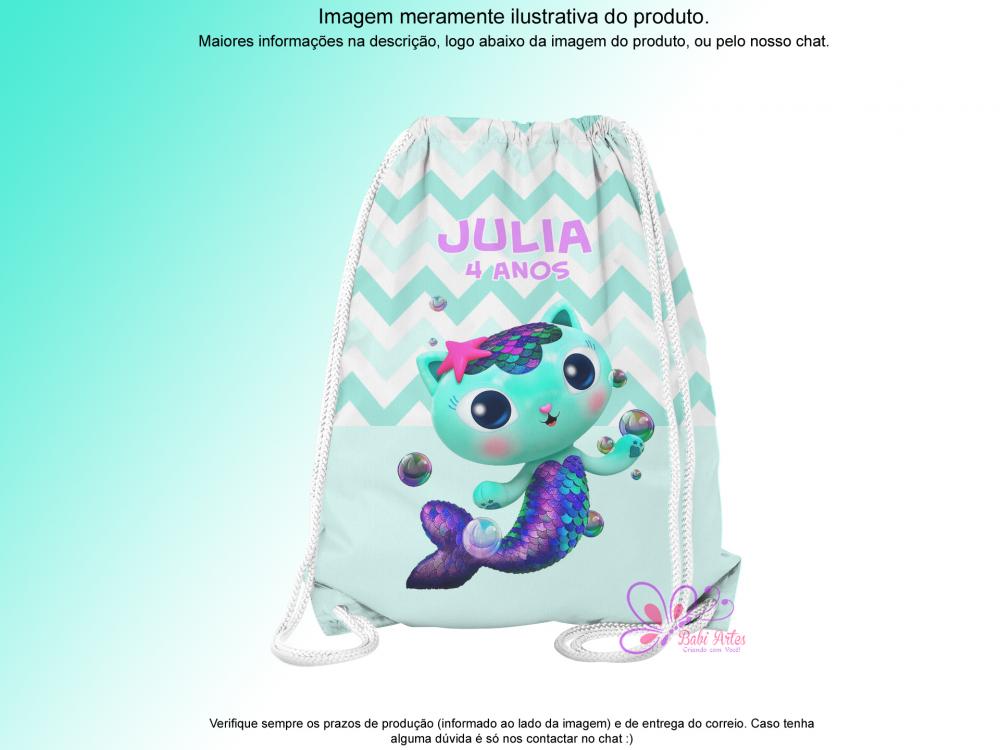 Mochilinha Saco Personalizada A casa Mágica da Gabby