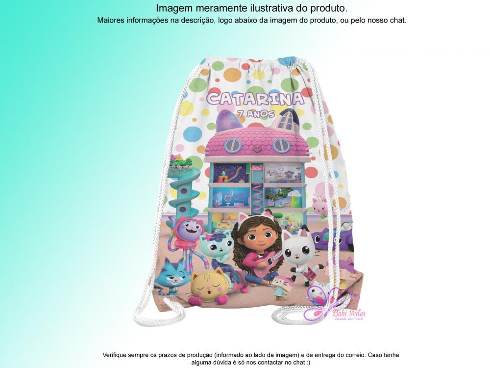 Mochilinha Saco Personalizada A casa Mágica da Gabby
