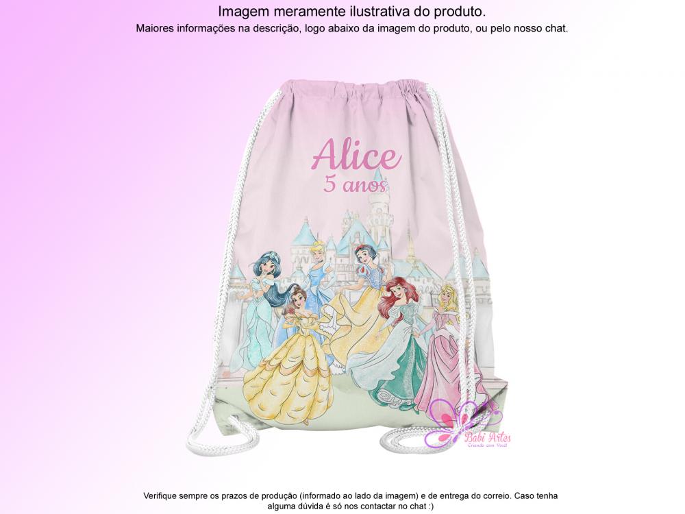 Mochilinha Saco Personalizada Princesas