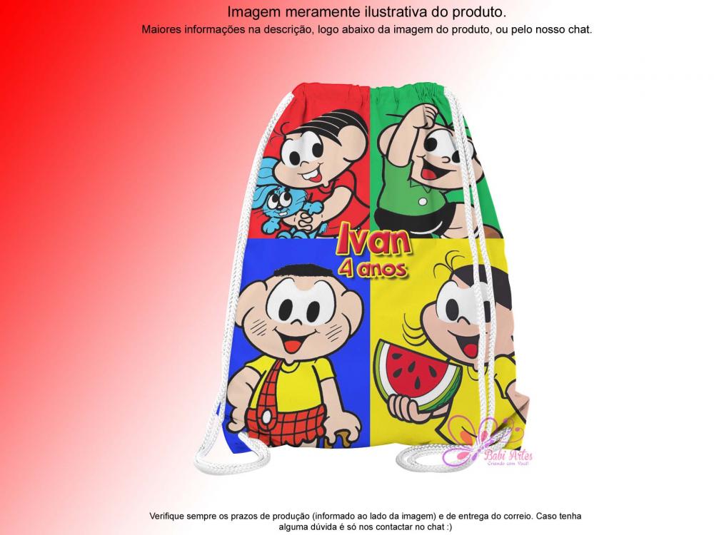 Mochilinha Saco Personalizada Turma da Monica