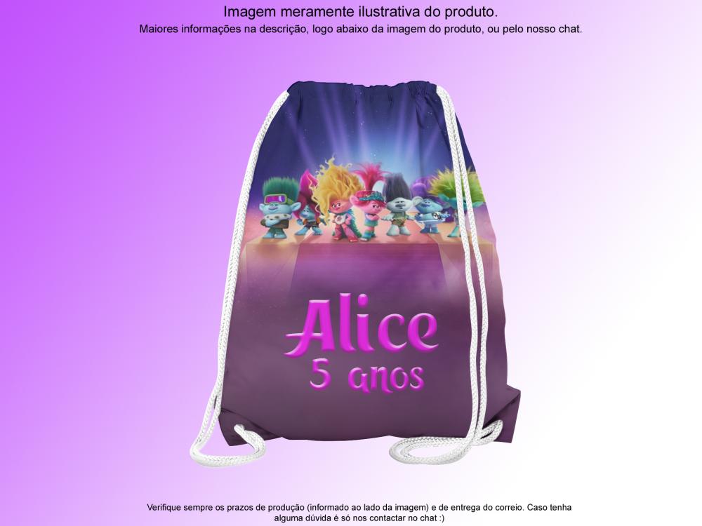 Mochilinha Saco Personalizada Trolls