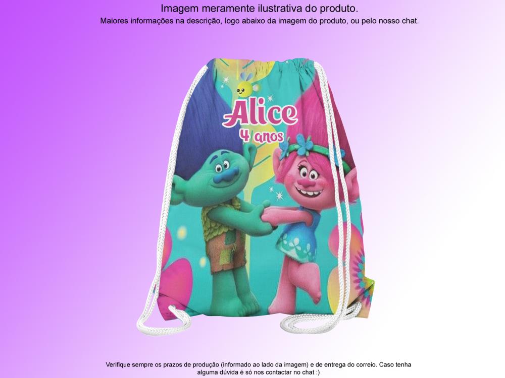 Mochilinha Saco Personalizada Trolls