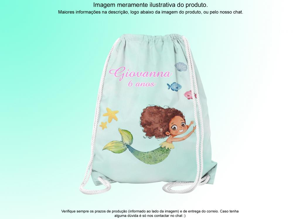 Mochilinha Saco Personalizada Sereia