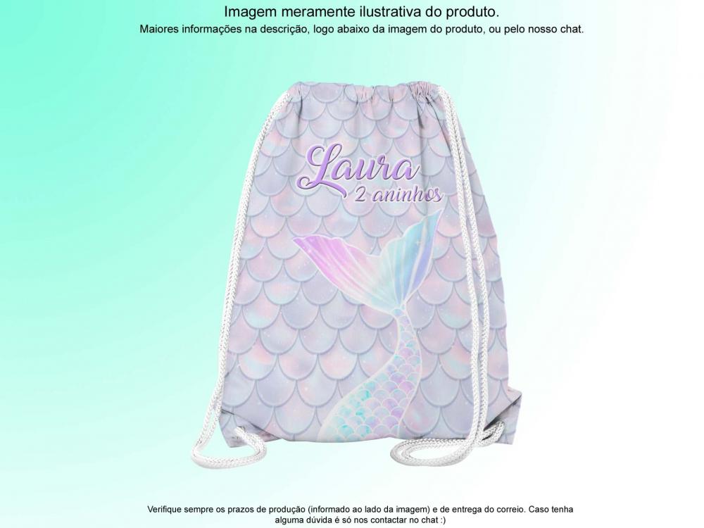 Mochilinha Saco Personalizada Sereia