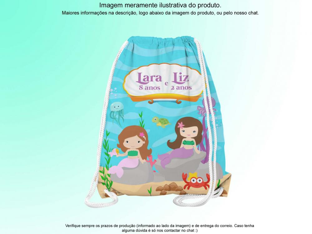 Mochilinha Saco Personalizada Sereia