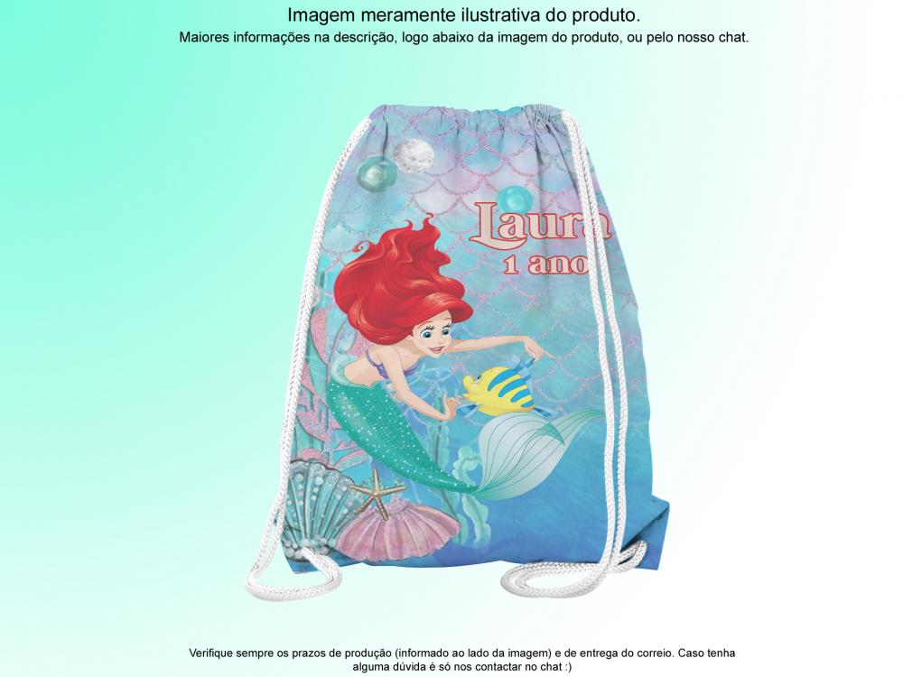 Mochilinha Saco Personalizada Sereia
