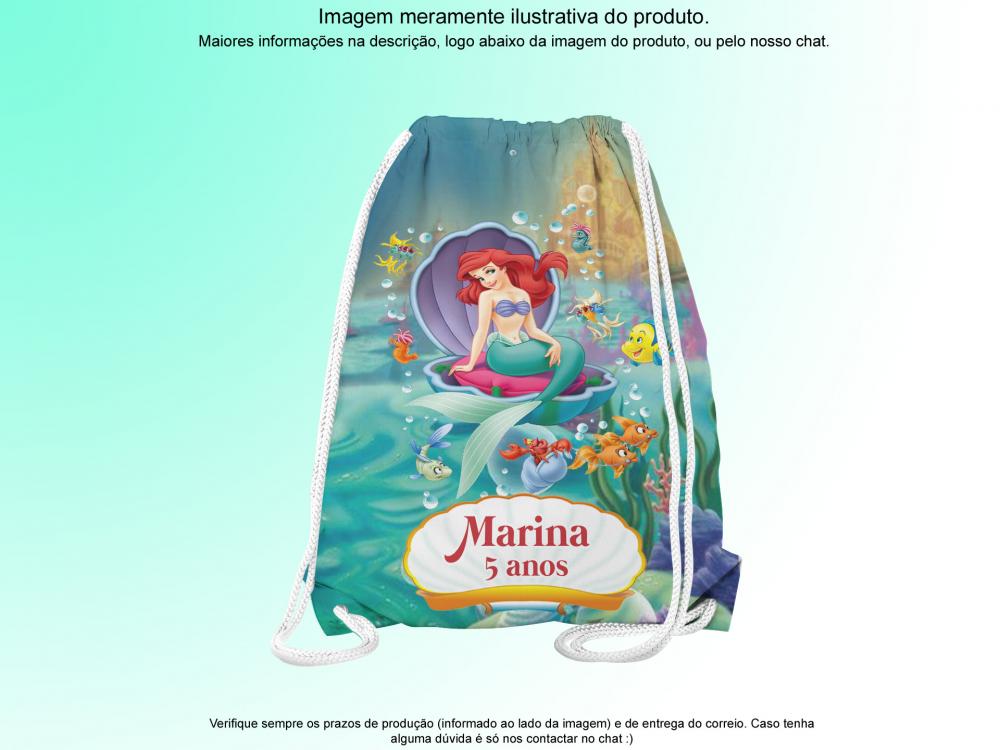 Mochilinha Saco Personalizada Sereia