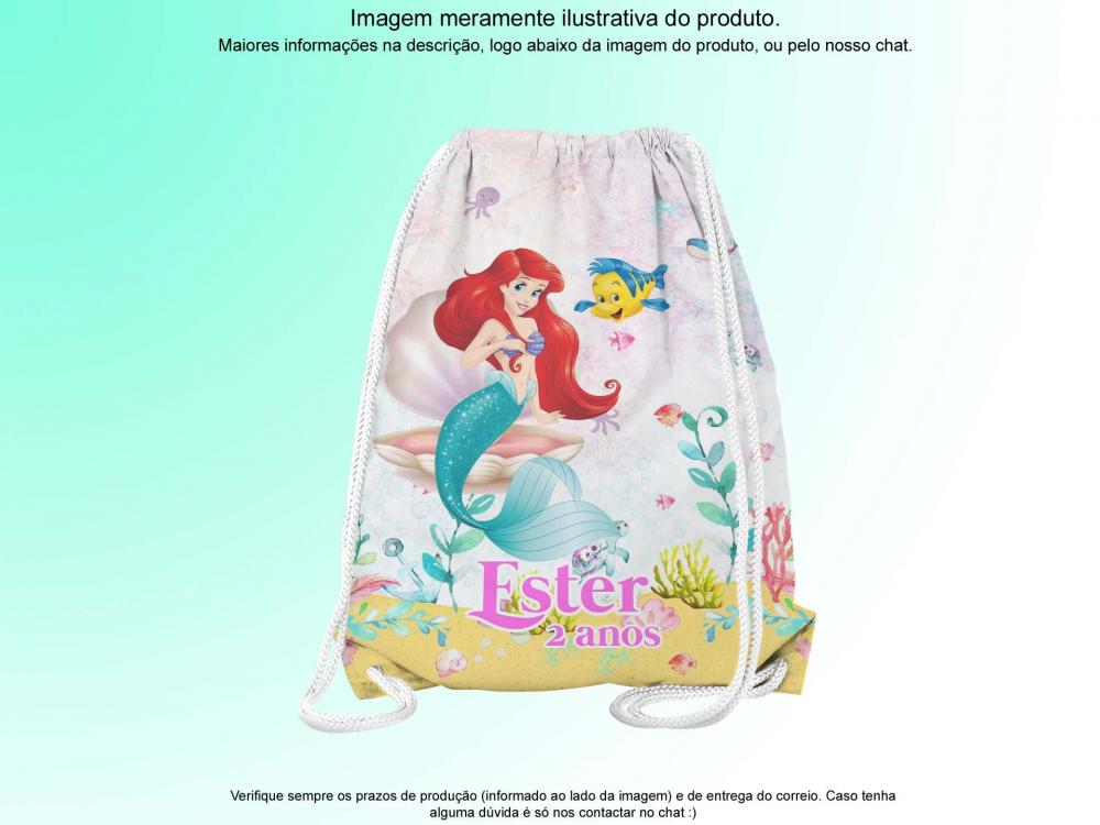 Mochilinha Saco Personalizada Sereia